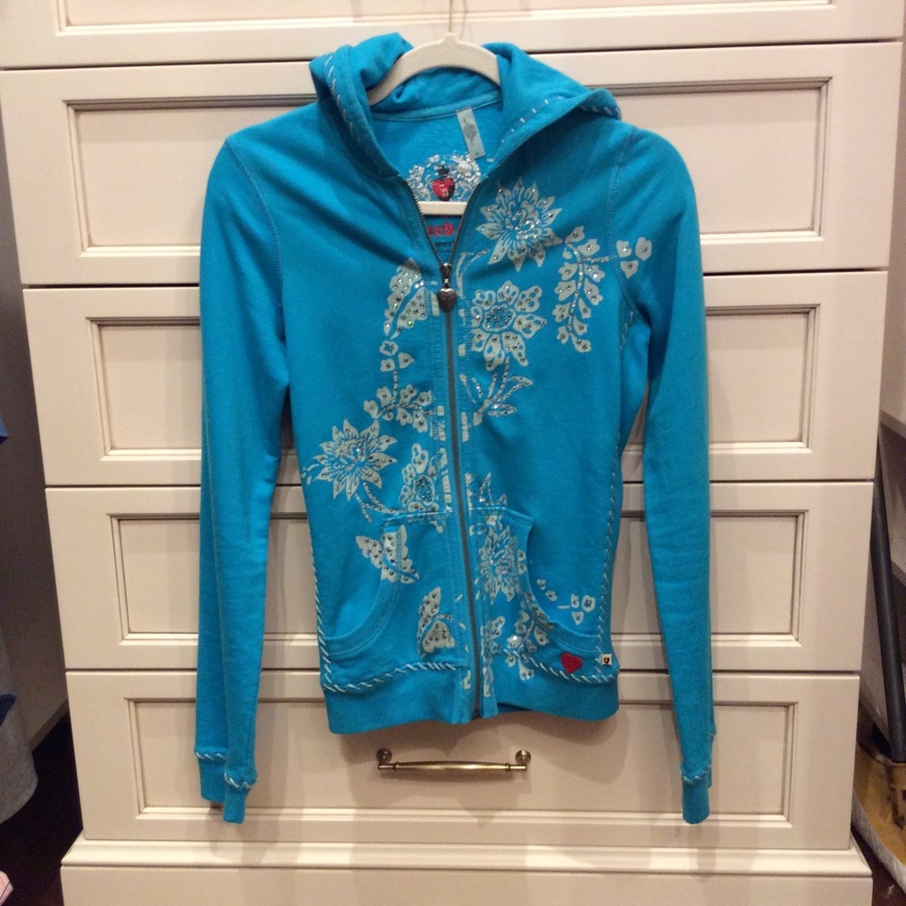 Light weight fitted jacket with crystals flowers